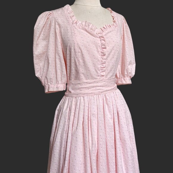 Vintage Cottagecore Puff Sleeve Dress Victorian Maxi Princess Preppy Ruffle. - Picture 10 of 14